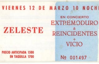 Entrada-Extremoduro-año-1993-03-12-Sala-Zeleste-Barcelona