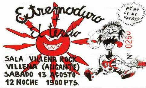 Entrada-Extremoduro-año-1994-08-13-Sala-Villena-Rock-Alicante