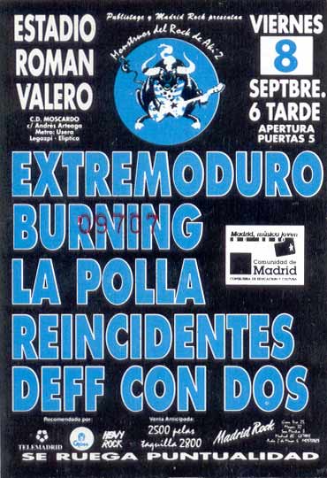 Entrada-Extremoduro-año-1995-09-08-16-Monstruos-del-rock-de-aki-2-Las-Ventas-Madrid