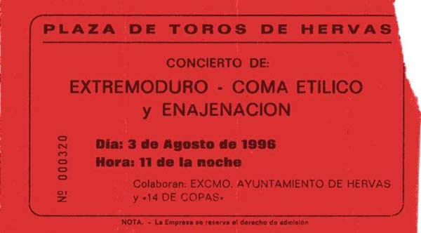 Entrada-Extremoduro-año-1996-08-03-Plaza-de-toros-de-Hervas-Caceres