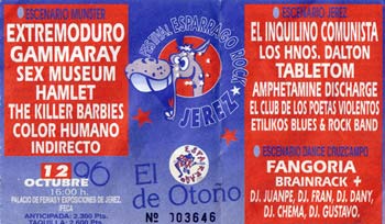 Entrada-Extremoduro-año-1996-10-12-Esparrago-Rock-Jerez