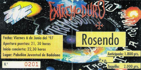 Entrada-Extremoduro-año-1997-06-06-Pabellon-Juventud-de-Badalona