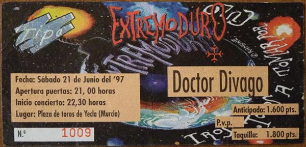 Entrada-Extremoduro-año-1997-06-21-Plaza-de-toros-de-Yecla-Murcia