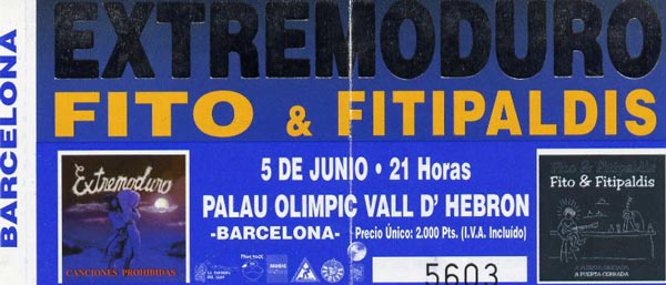 Entrada-Extremoduro-y-Fito-Fitipaldis-año-1999-06-05-Palau-Olimpic-Vall-DHebron-Barcelona