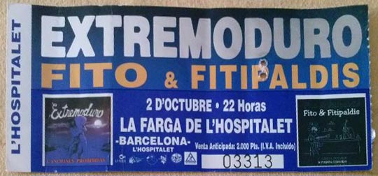 Entrada-Extremoduro-y-Fito-Fitipaldis-año-1999-10-02-Hospitalet-Barcelona