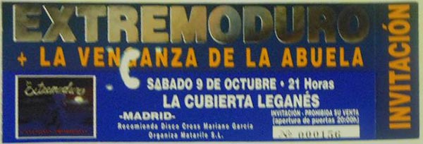 Entrada-Extremoduro-y-La-venganza-de-la-abuela-año-1999-10-09-Cubierta-de-Leganes