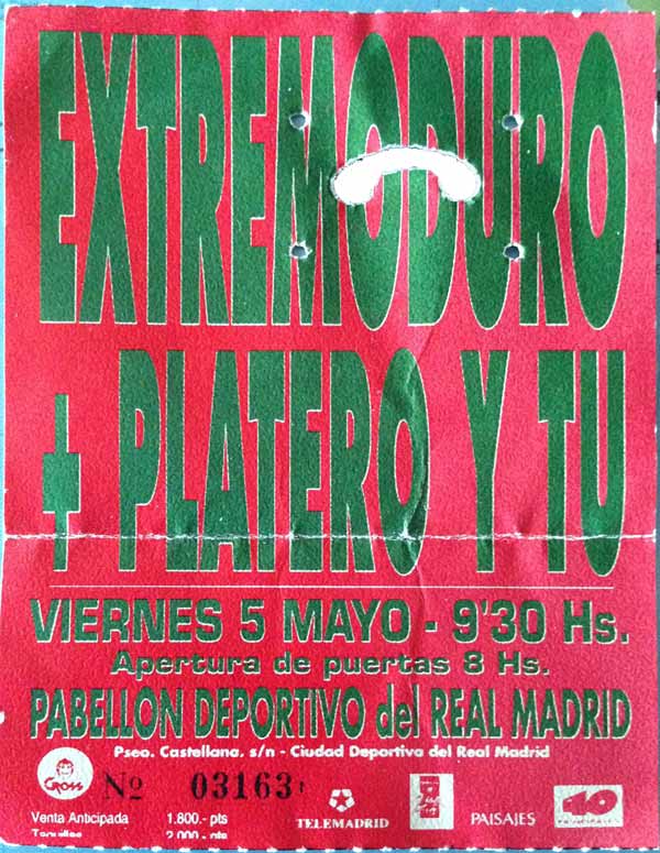 Entrada-Extremoduro-y-Platero-año-1995-05-05-Pabellon-del-Real-Madrid