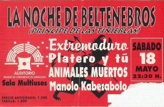 Entrada-Extremoduro-y-Platero-y-Tu-año-1996-05-18-Palacio-de-Congresos-Zaragoza
