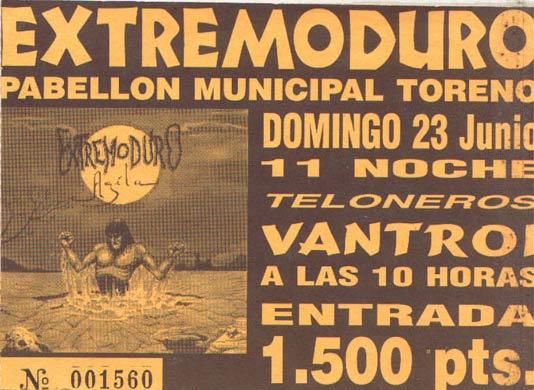 Entrada-Extremoduro-y-Vantroi-año-1996-06-23-Pabellon-municipal-Toreno