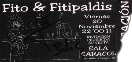 Entrada-Fito-Fitipaldis-año-1998-11-20-Sala-Caracol-Madrid