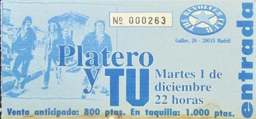 Entrada-Platero-y-Tu-año-1992-12-01-Sala-Revolver-de-Madrid