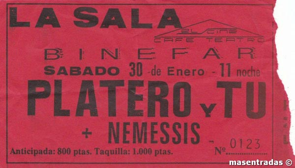 Entrada-Platero-y-Tu-año-1993-01-30-La-Sala-en-Binefar-Huesca