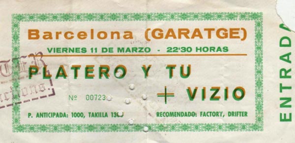 Entrada-Platero-y-Tu-año-1994-03-11-Garatge-Barcelona