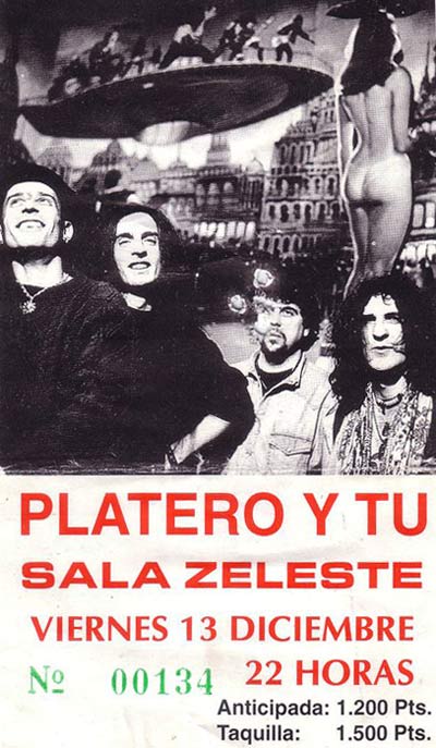 Entrada-Platero-y-Tu-año-1996-12-13-Sala-Zeleste-Barcelona