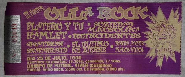 Entrada-Platero-y-Tu-año-1998-07-25-OllaRock-Castellon
