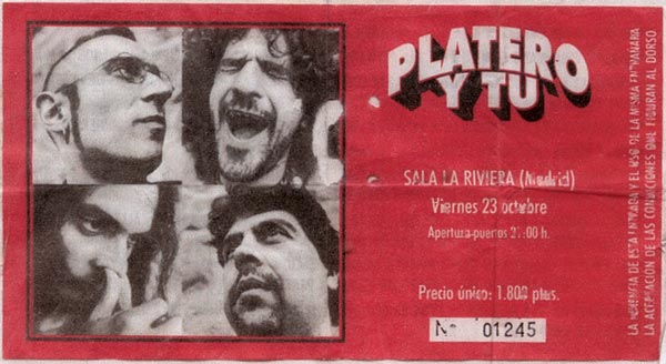 Entrada-Platero-y-Tu-año-1998-10-23-La-Riviera-Madrid