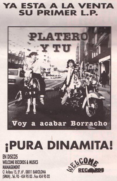 Cartel-Platero-y-Tu-anuncio-publicacion-Primer-LP-Welcome-Records-año-1991-Junio