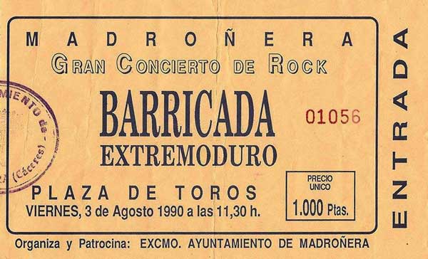 Entrada-Extremoduro-año-1990-08-03-Plaza-de-toros-de-Madroñera