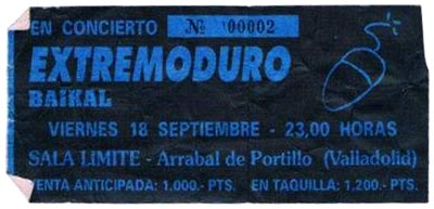 Entrada-Extremoduro-año-1992-09-18-Sala-Limite-Arrabal-de-Portillo-Valladolid