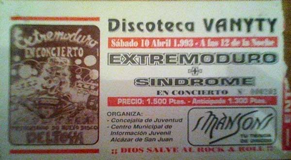 Entrada-Extremoduro-año-1993-04-10-Vanyty-Alcazar-de-San-Juan-Ciudad-Real