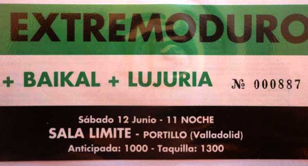 Entrada-Extremoduro-año-1993-06-12-sala-Limite-Portillo-Valladolid