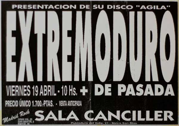 Entrada-Extremoduro-año-1996-04-19-20-Sala-Canciller-Madrid