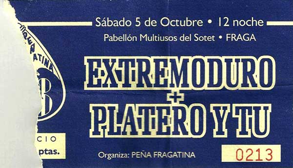 Entrada-Extremoduro-y-Platero-y-Tu-año-1996-10-05-Multiusos-del-Sotet-Fraga