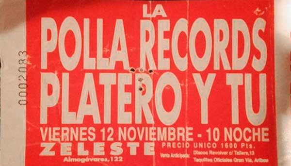 Entrada-Platero-y-Tu-y-La-Polla-año-1993-11-12-sala-Zeleste-Barcelona