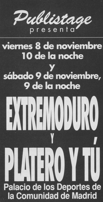 Platero-y-Tu-y-Extremoduro-anuncio-cartel-madrid-8-y-9-de-noviembre-de-1996